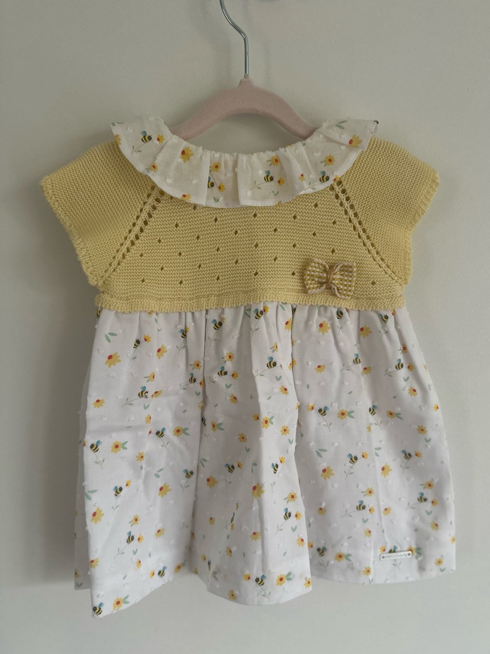 Pangasa Yellow Baby Spring Summer Dress size 6M made in Spain